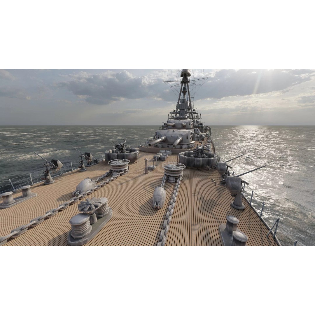 WW2 German Navy Heavy Detailed Destroyer 3D Model – Game Ready, Lumion - View 34