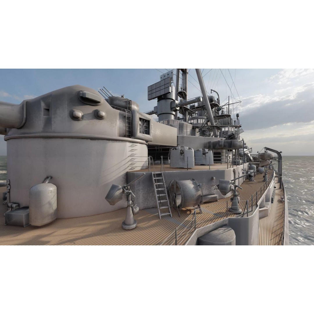 WW2 German Navy Heavy Detailed Destroyer 3D Model – Game Ready, Lumion - View 35