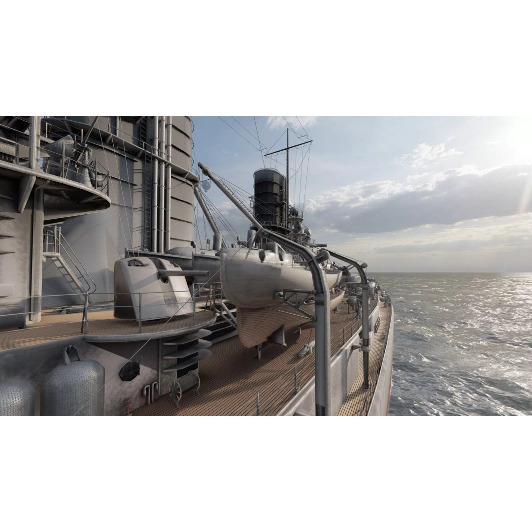 WW2 German Navy Heavy Detailed Destroyer 3D Model – Game Ready, Lumion - View 36