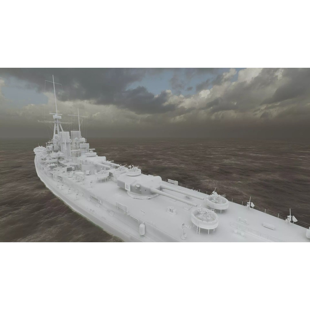 WW2 German Navy Heavy Detailed Destroyer 3D Model – Game Ready, Lumion - View 39