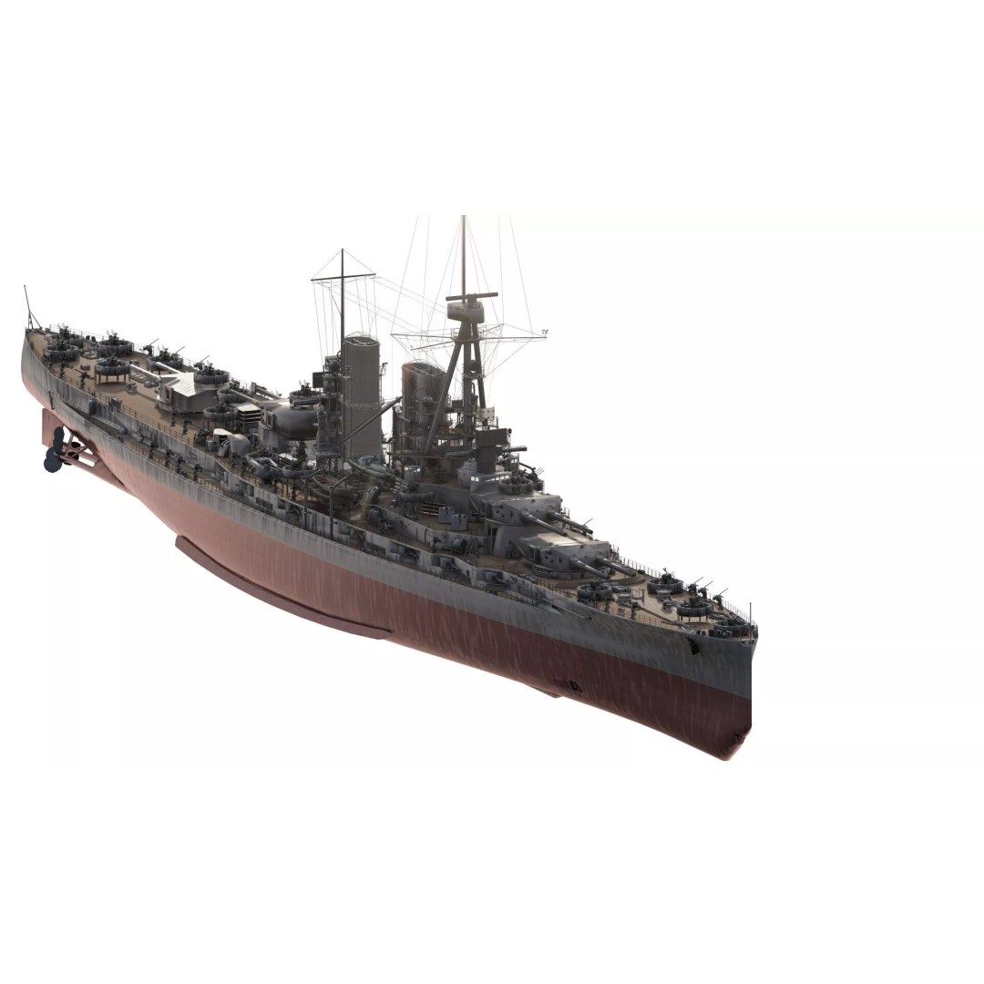 WW2 German Navy Heavy Detailed Destroyer 3D Model – Game Ready, Lumion - View 4