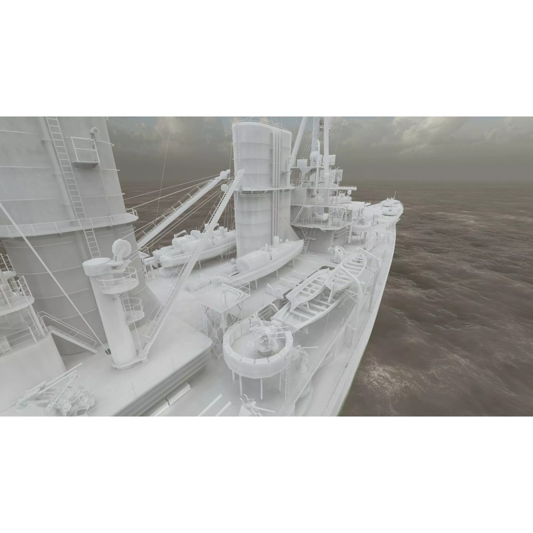 WW2 German Navy Heavy Detailed Destroyer 3D Model – Game Ready, Lumion - View 43