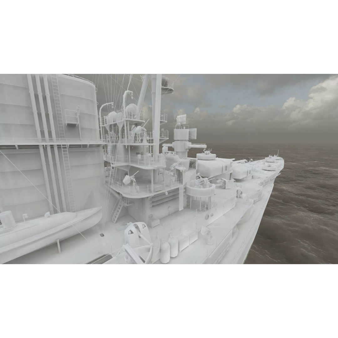 WW2 German Navy Heavy Detailed Destroyer 3D Model – Game Ready, Lumion - View 44