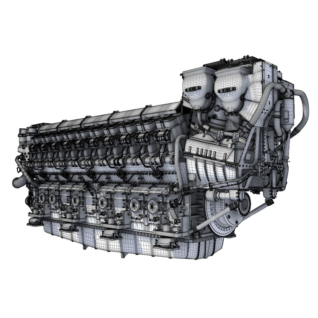 MTU 20V Propulsion Diesel Engine 3D Model – High Poly PBR Asset, FBX