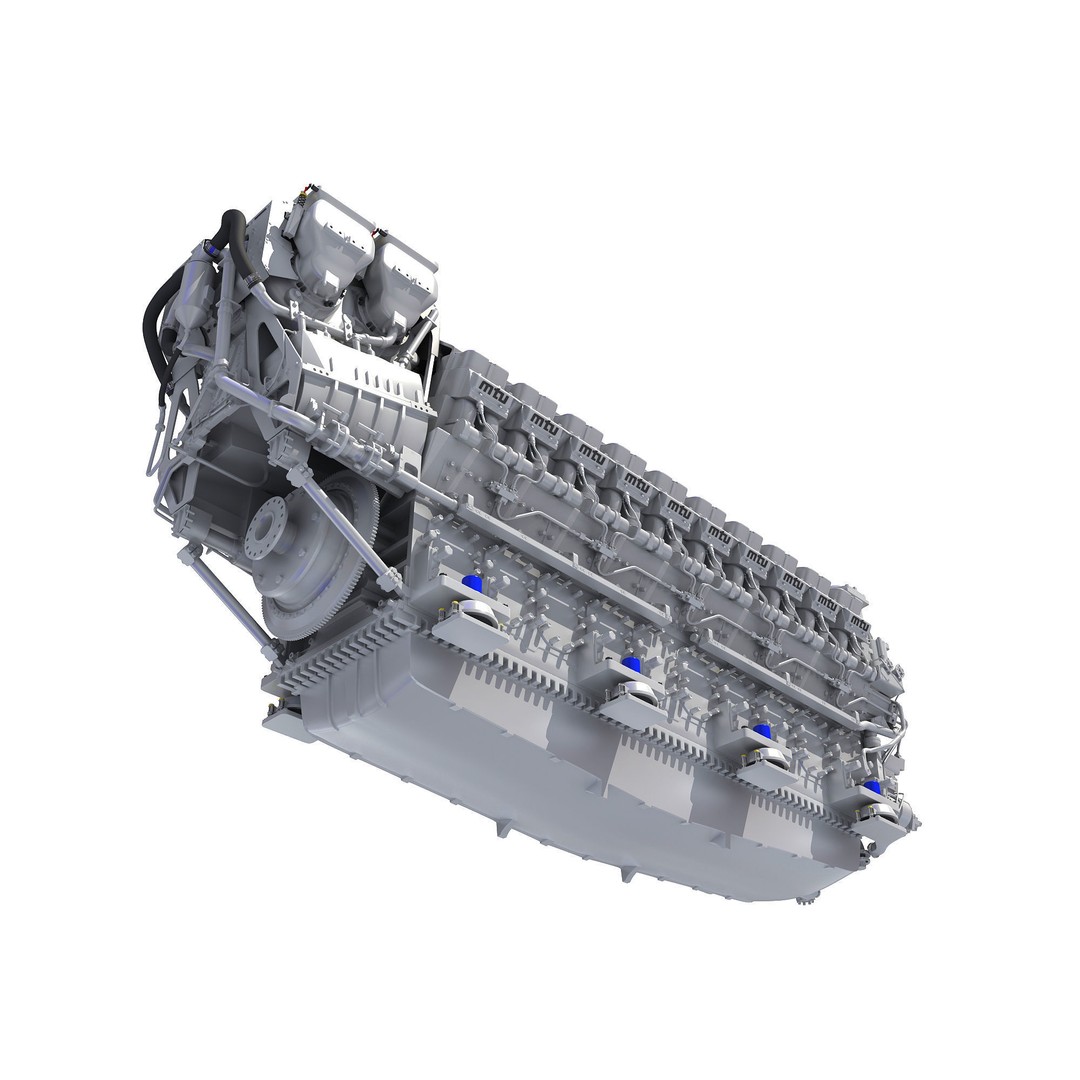 MTU 20V Propulsion Diesel Engine 3D Model – High Poly PBR Asset, FBX - View 10