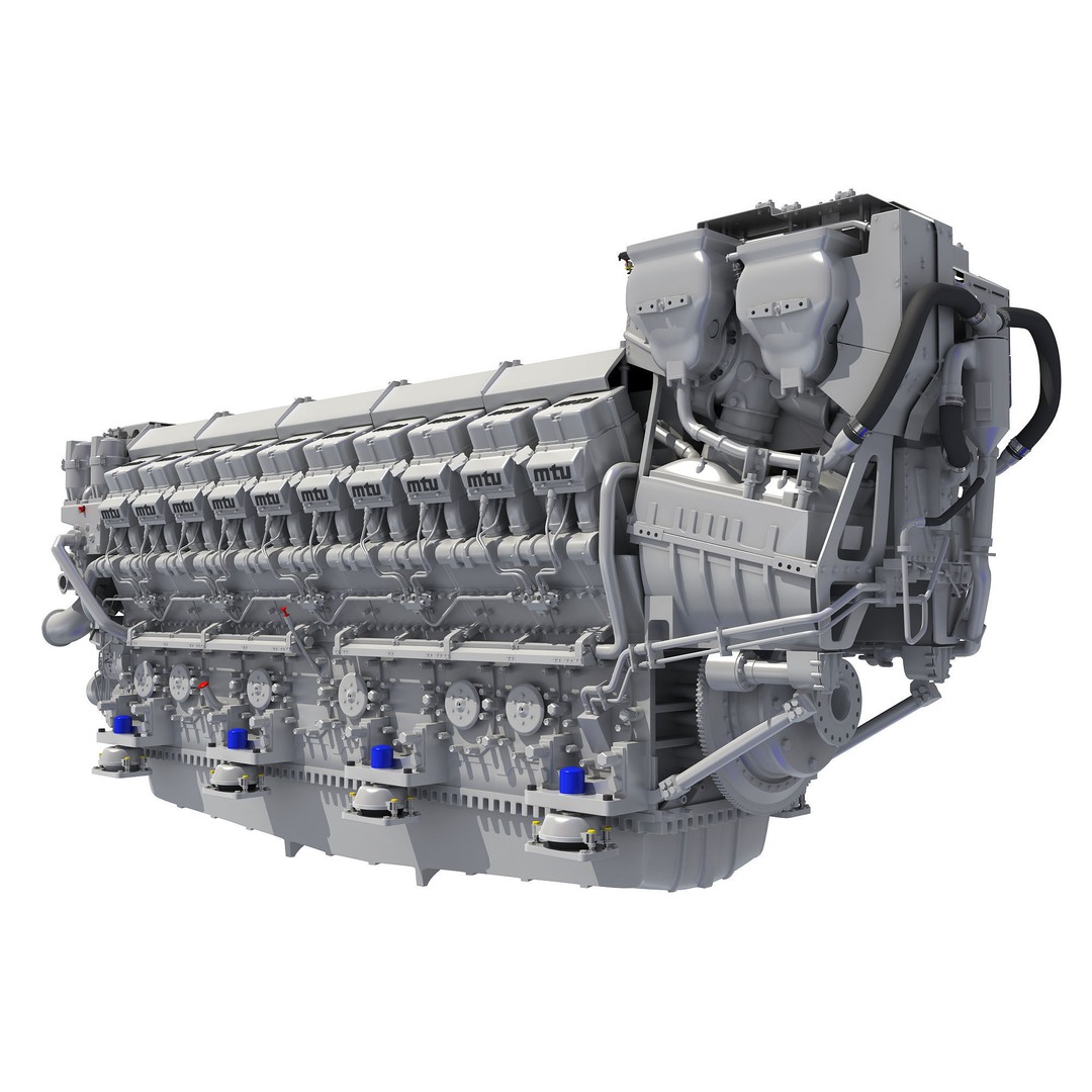 MTU 20V Propulsion Diesel Engine 3D Model – High Poly PBR Asset, FBX - View 11