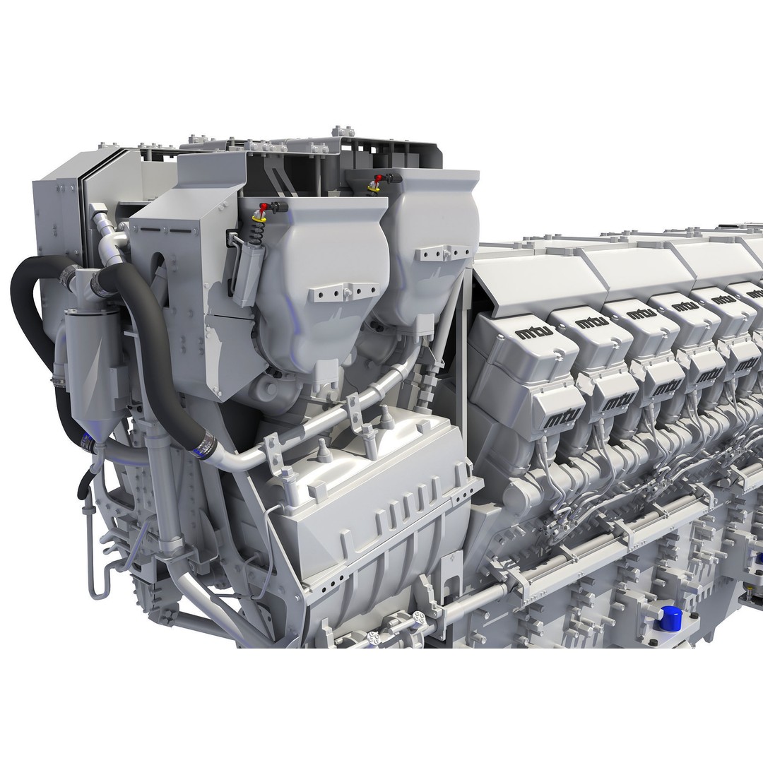 MTU 20V Propulsion Diesel Engine 3D Model – High Poly PBR Asset, FBX - View 13