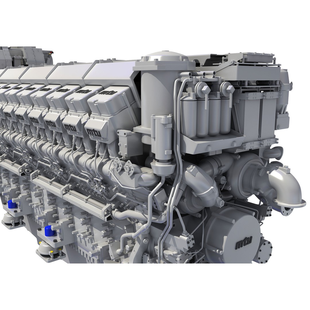 MTU 20V Propulsion Diesel Engine 3D Model – High Poly PBR Asset, FBX - View 14