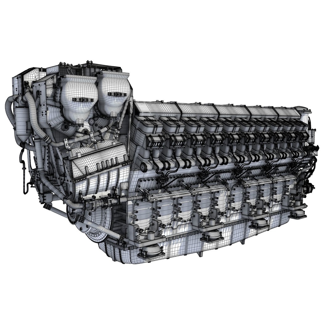 MTU 20V Propulsion Diesel Engine 3D Model – High Poly PBR Asset, FBX - View 17