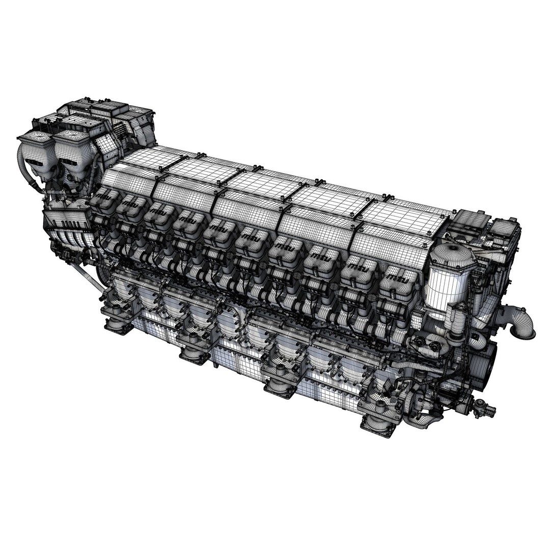 MTU 20V Propulsion Diesel Engine 3D Model – High Poly PBR Asset, FBX - View 18