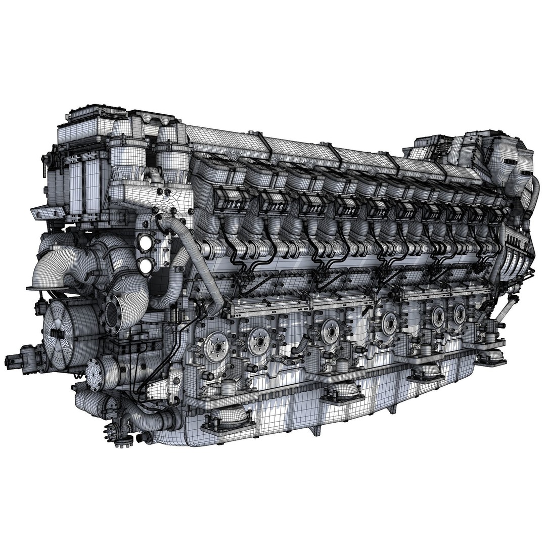 MTU 20V Propulsion Diesel Engine 3D Model – High Poly PBR Asset, FBX - View 19