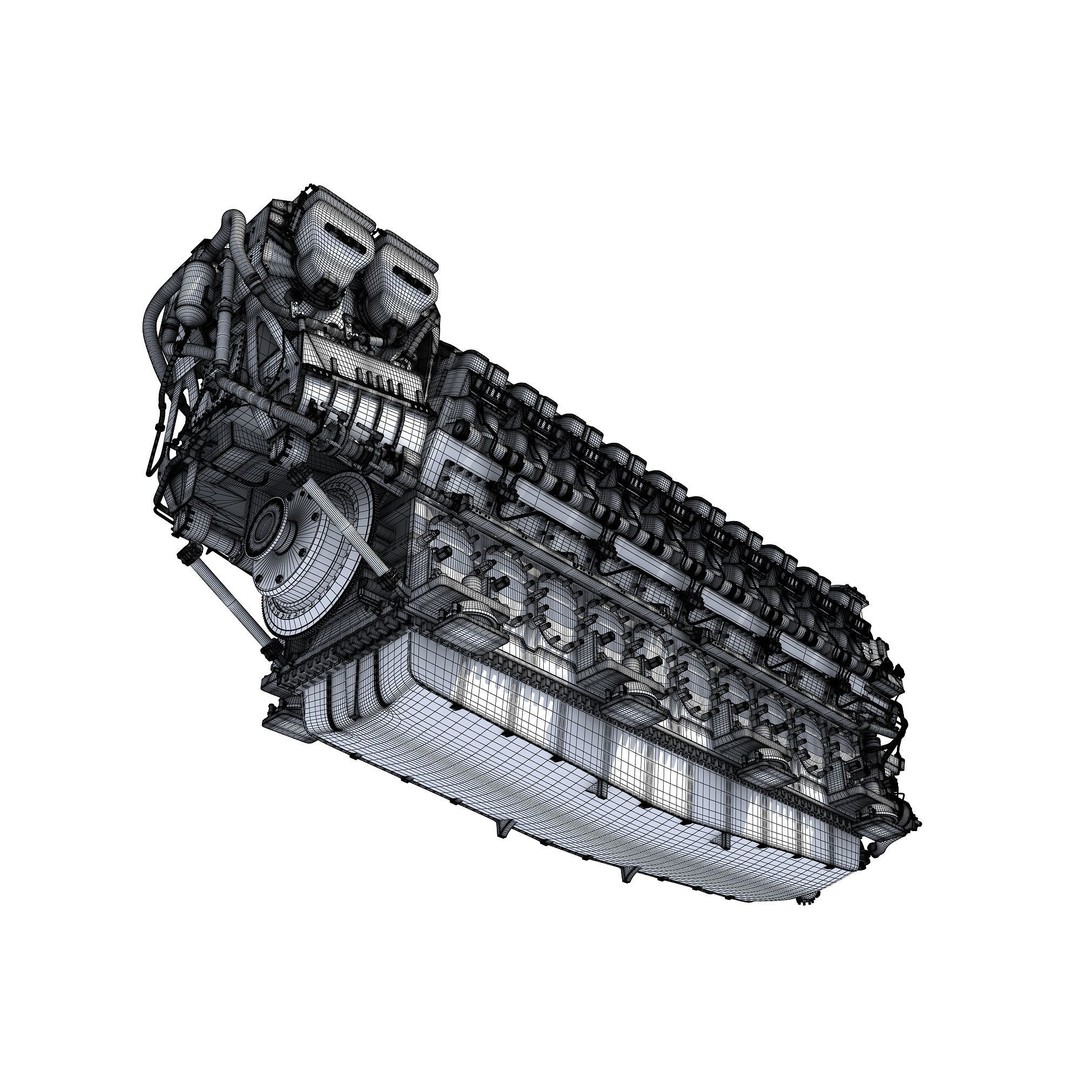 MTU 20V Propulsion Diesel Engine 3D Model – High Poly PBR Asset, FBX - View 20