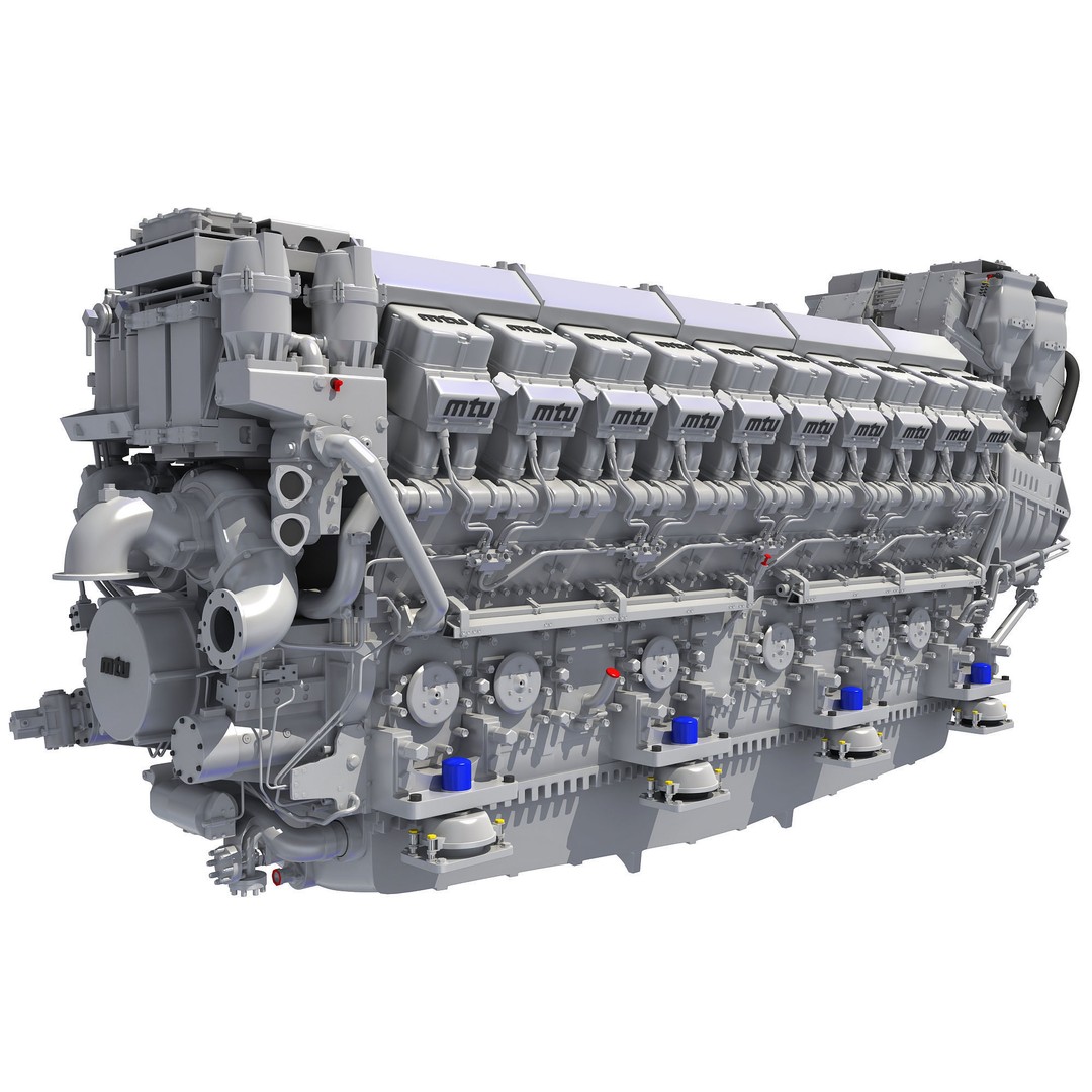 MTU 20V Propulsion Diesel Engine 3D Model – High Poly PBR Asset, FBX - View 3