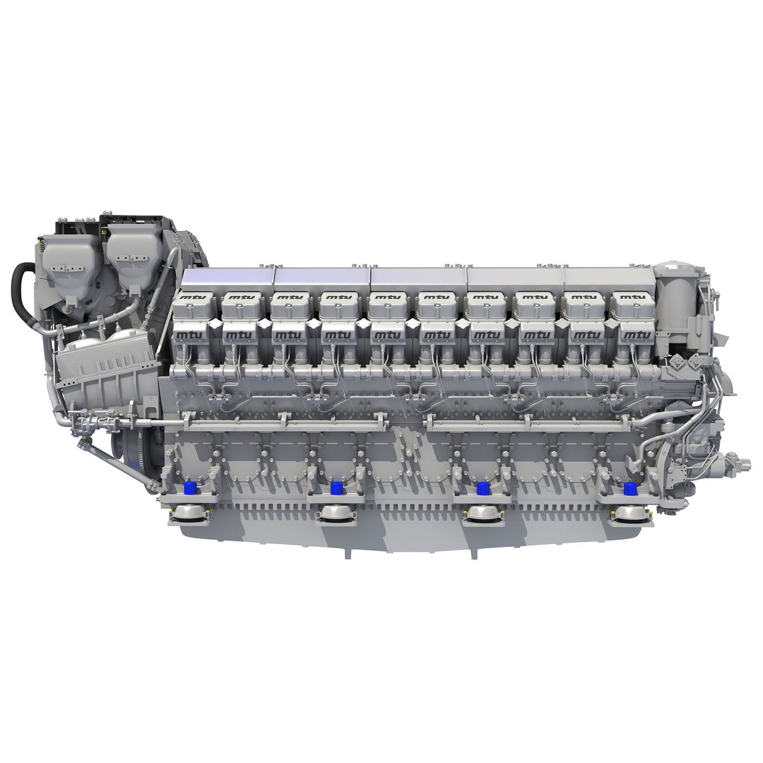 MTU 20V Propulsion Diesel Engine 3D Model – High Poly PBR Asset, FBX - View 4