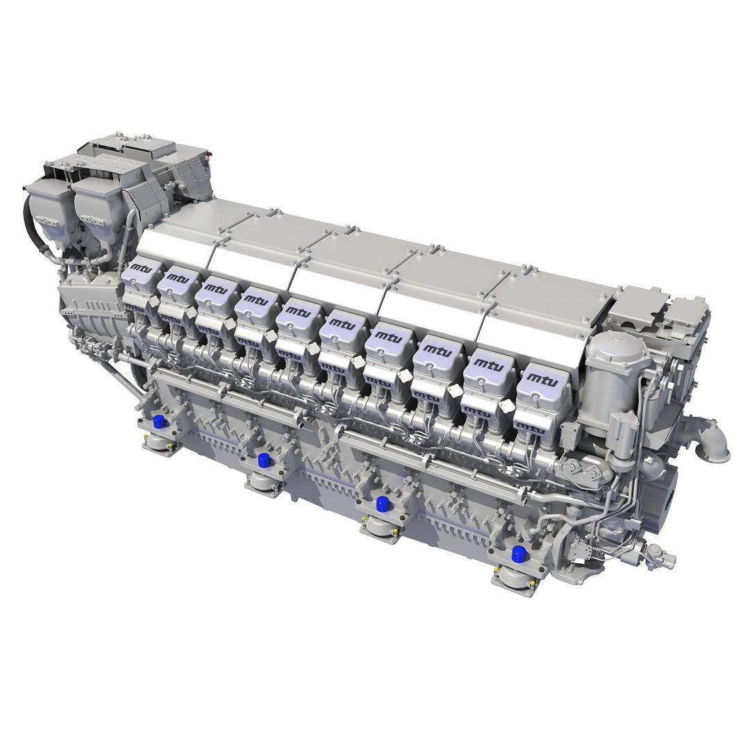 MTU 20V Propulsion Diesel Engine 3D Model – High Poly PBR Asset, FBX - View 5