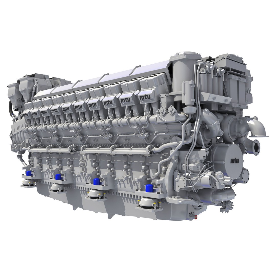 MTU 20V Propulsion Diesel Engine 3D Model – High Poly PBR Asset, FBX - View 6