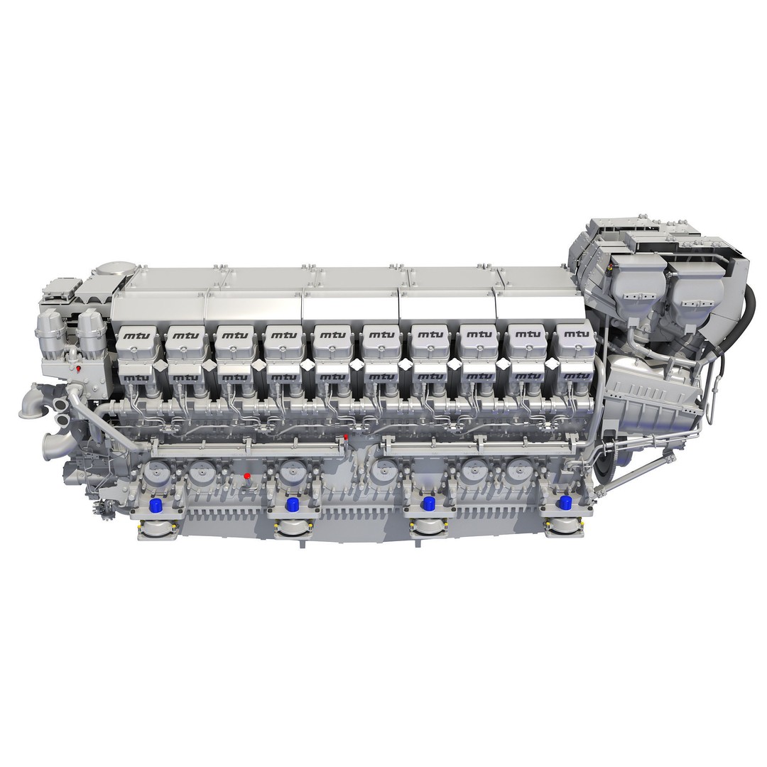 MTU 20V Propulsion Diesel Engine 3D Model – High Poly PBR Asset, FBX - View 8