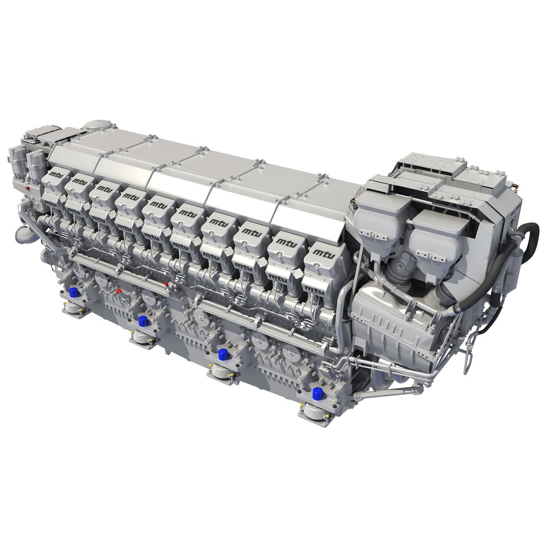 MTU 20V Propulsion Diesel Engine 3D Model – High Poly PBR Asset, FBX - View 9
