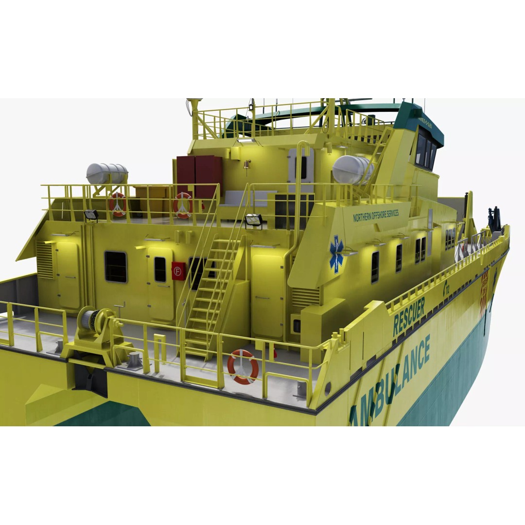 Ambulance Vessel 3D Model – High Detail Emergency Response Ship, FBX - View 16