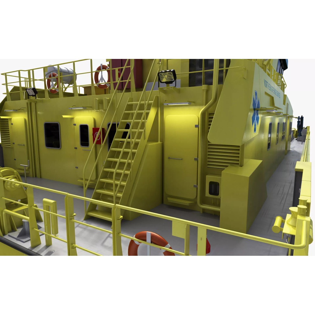 Ambulance Vessel 3D Model – High Detail Emergency Response Ship, FBX - View 17