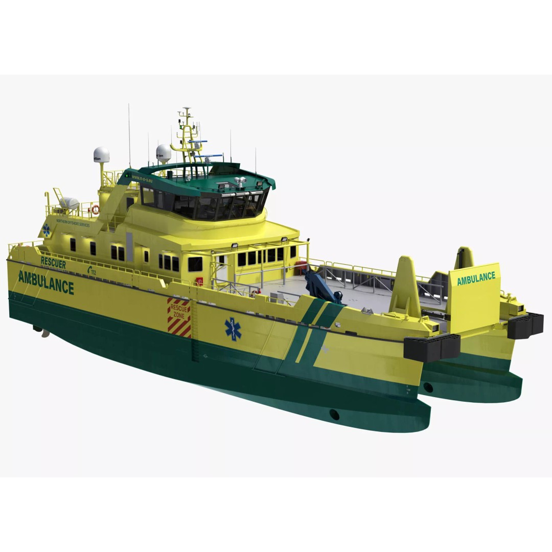 Ambulance Vessel 3D Model – High Detail Emergency Response Ship, FBX - View 2