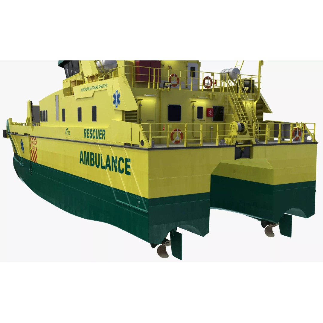 Ambulance Vessel 3D Model – High Detail Emergency Response Ship, FBX - View 21