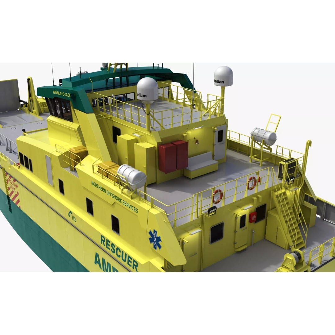 Ambulance Vessel 3D Model – High Detail Emergency Response Ship, FBX - View 22