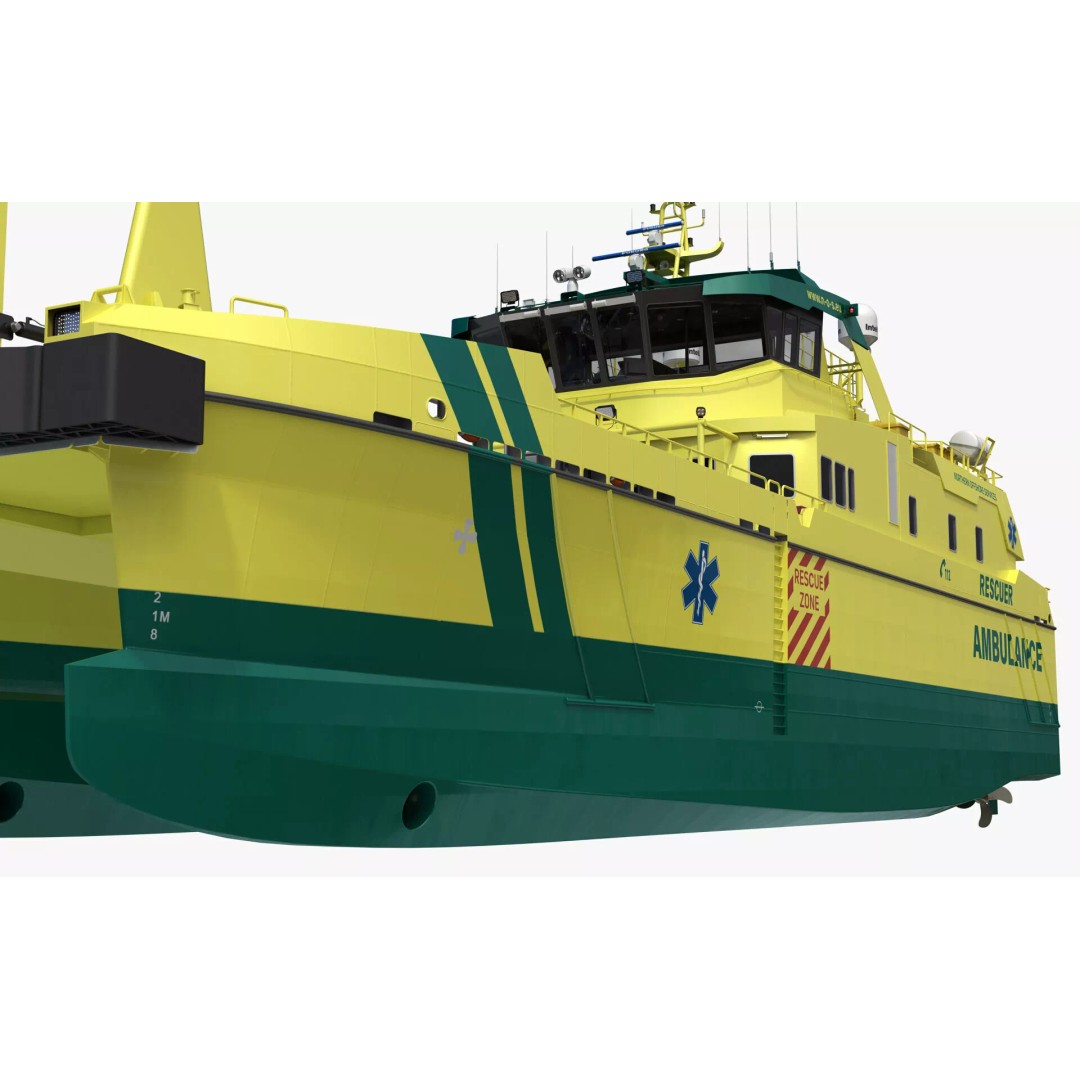 Ambulance Vessel 3D Model – High Detail Emergency Response Ship, FBX - View 24