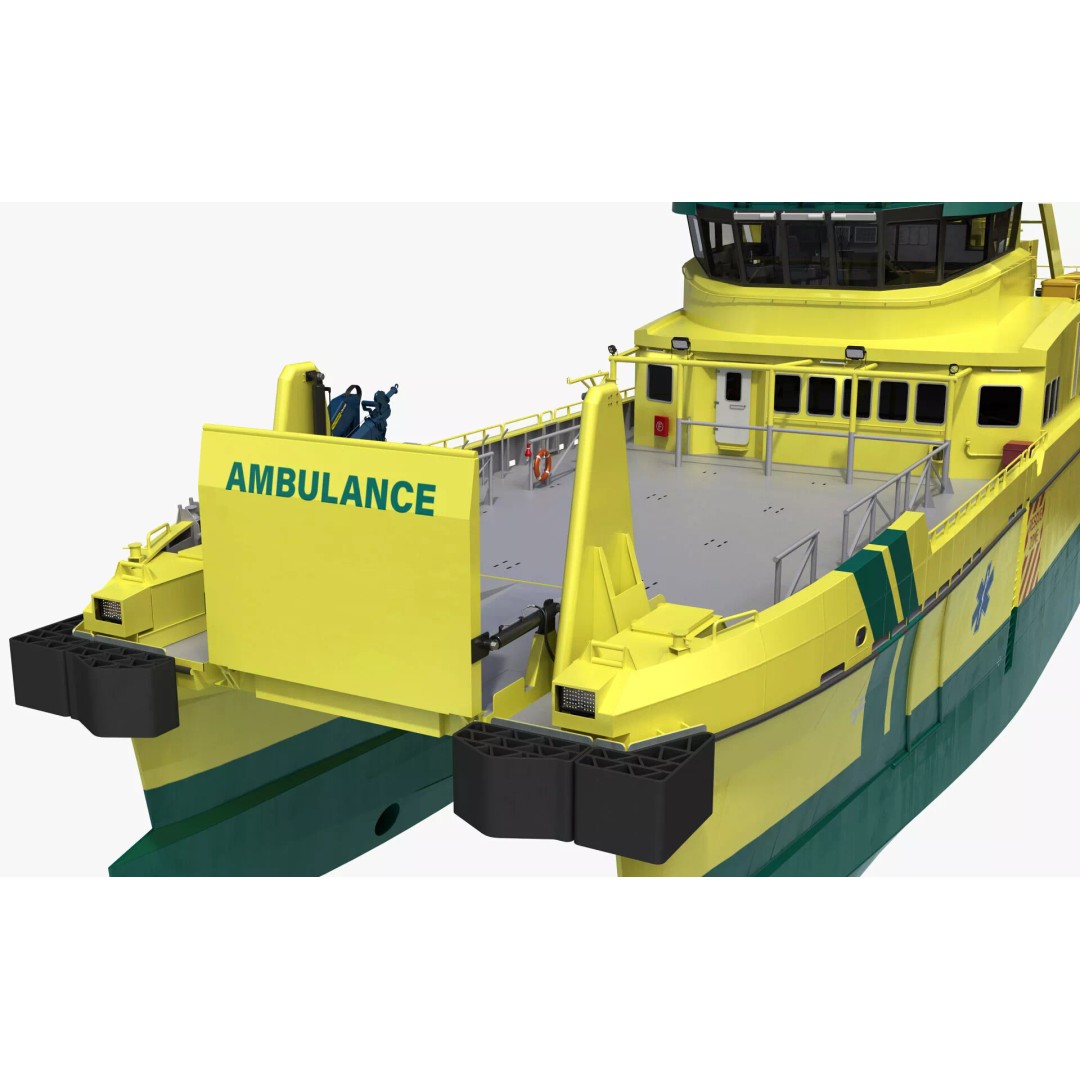 Ambulance Vessel 3D Model – High Detail Emergency Response Ship, FBX - View 25