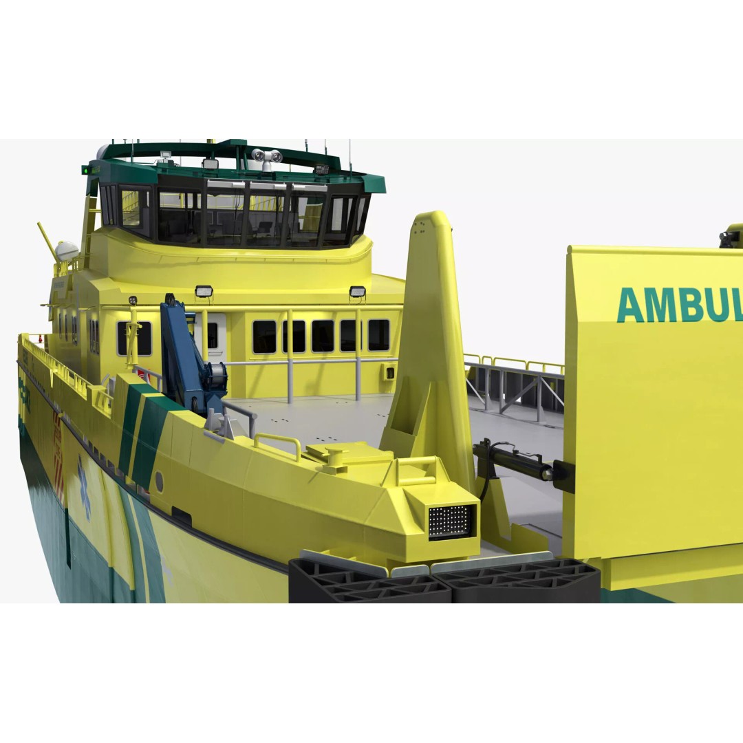 Ambulance Vessel 3D Model – High Detail Emergency Response Ship, FBX - View 26