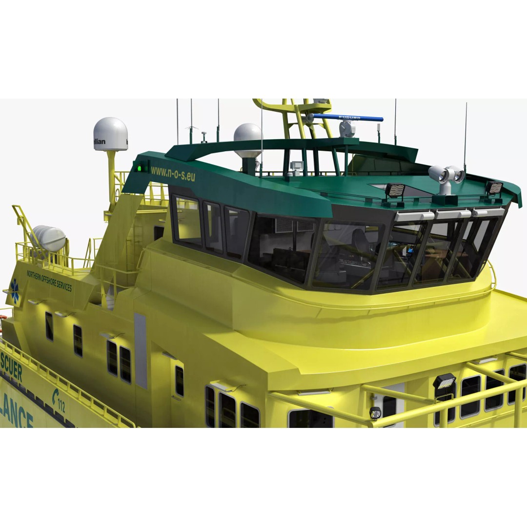Ambulance Vessel 3D Model – High Detail Emergency Response Ship, FBX - View 29