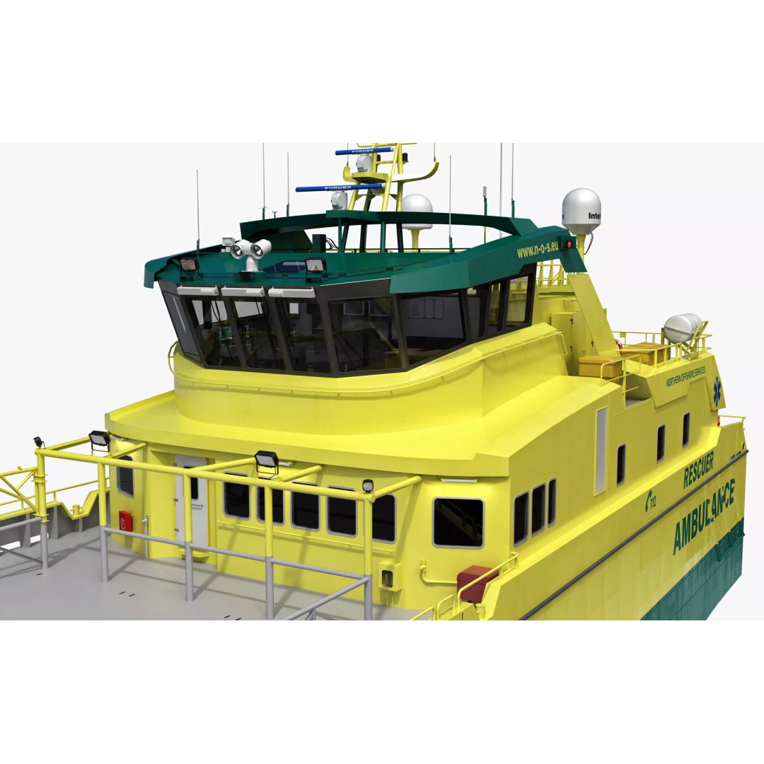 Ambulance Vessel 3D Model – High Detail Emergency Response Ship, FBX - View 30