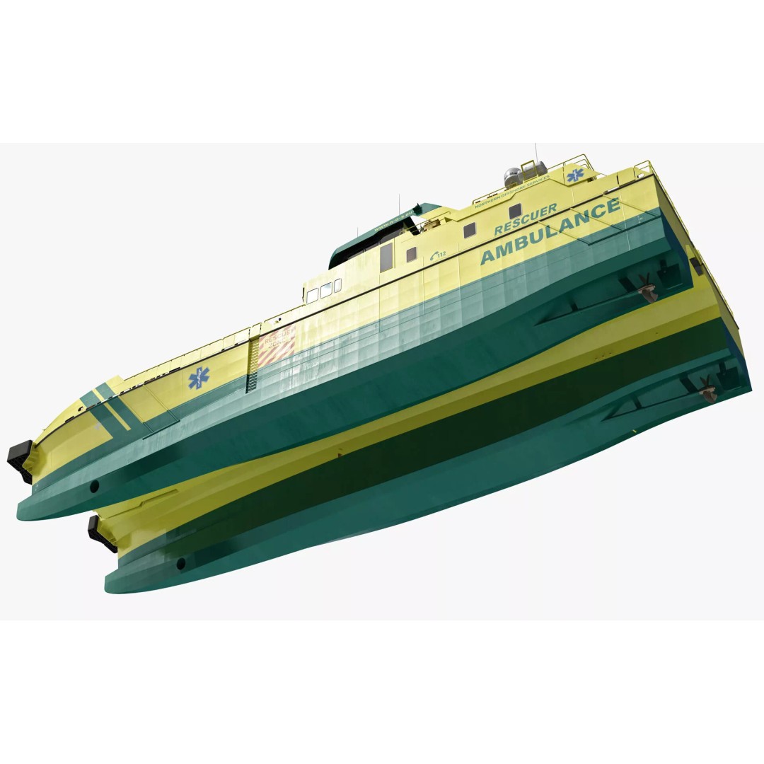 Ambulance Vessel 3D Model – High Detail Emergency Response Ship, FBX - View 33
