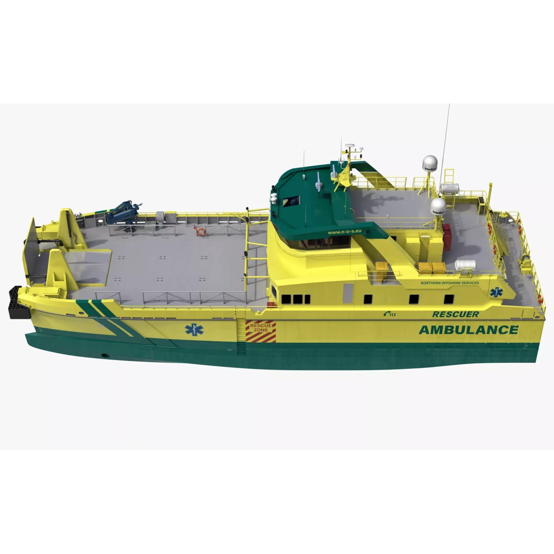 Ambulance Vessel 3D Model – High Detail Emergency Response Ship, FBX - View 5