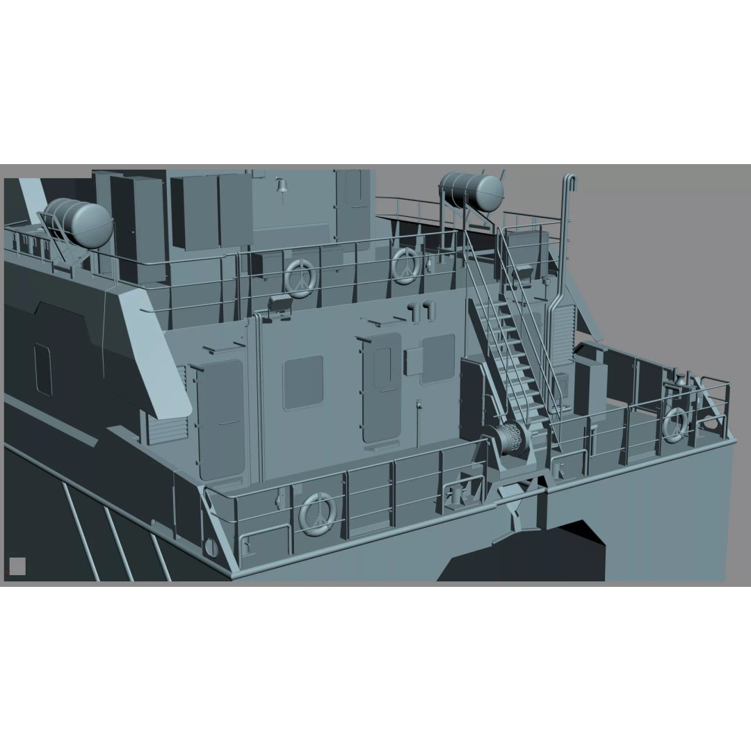Ambulance Vessel 3D Model – High Detail Emergency Response Ship, FBX - View 54