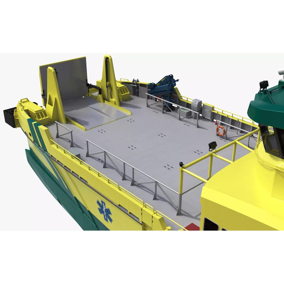 Ambulance Vessel 3D Model – High Detail Emergency Response Ship, FBX - View 7