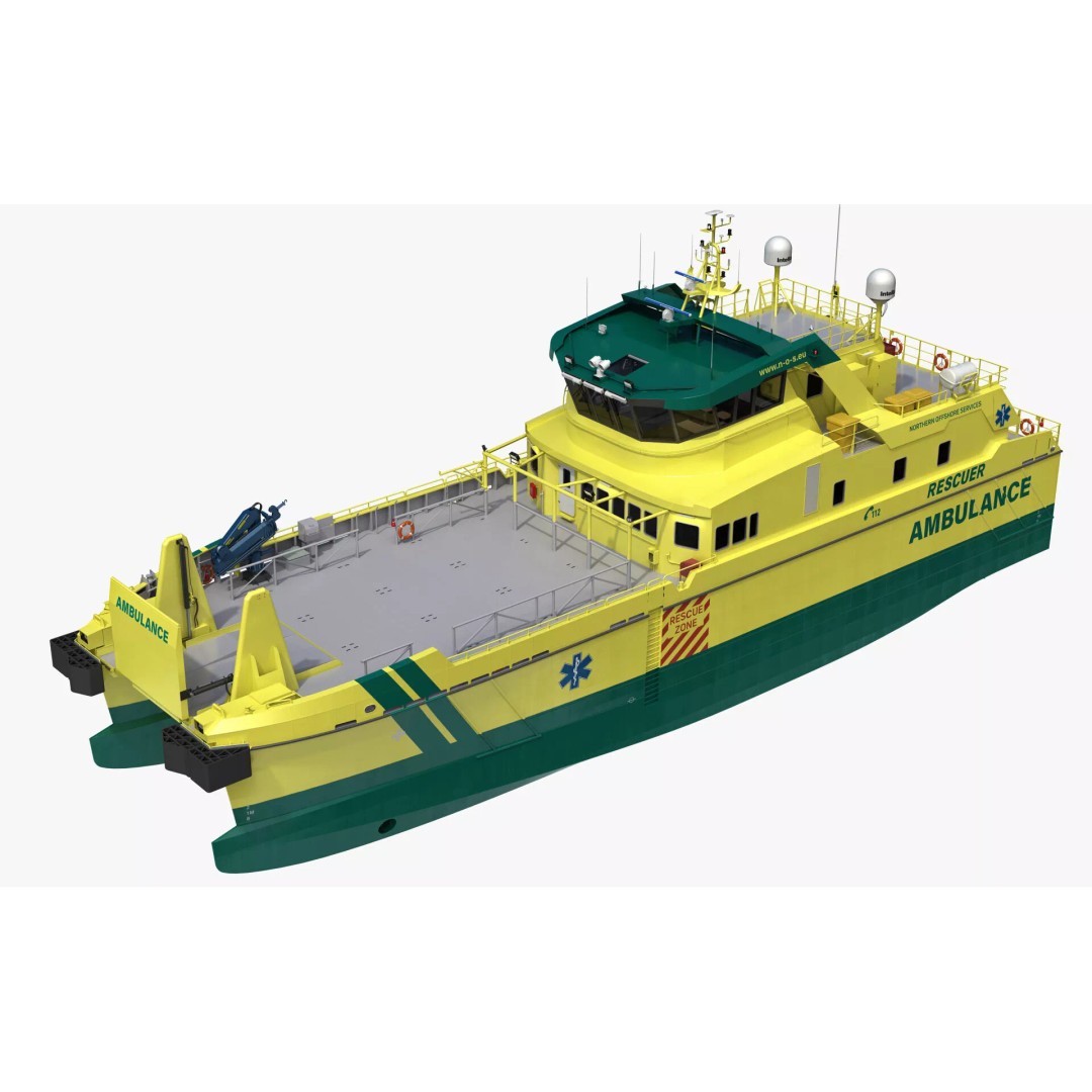 Ambulance Vessel 3D Model – High Detail Emergency Response Ship, FBX - View 8