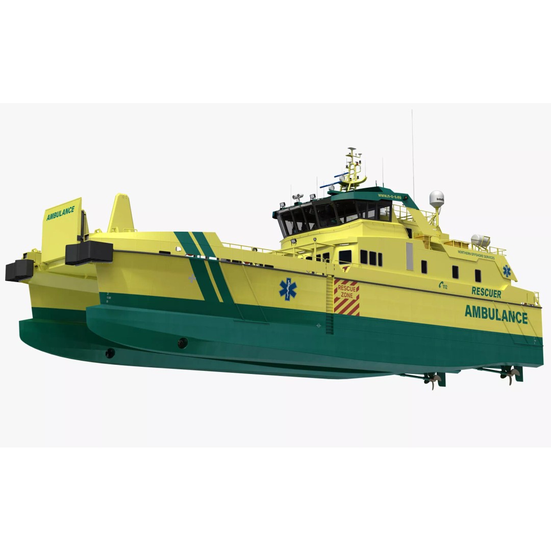 Ambulance Vessel 3D Model – High Detail Emergency Response Ship, FBX - View 9