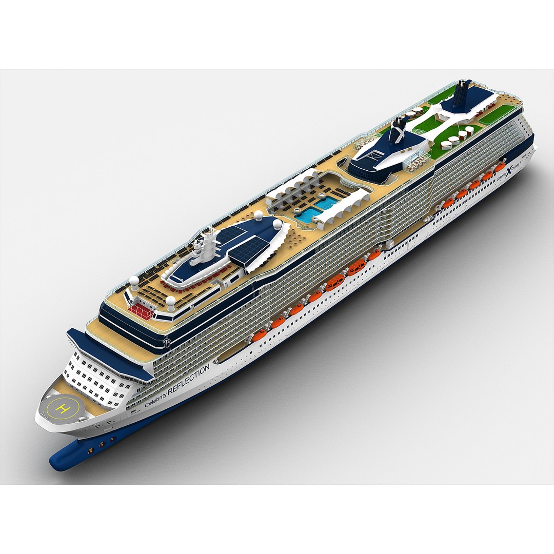 Celebrity Reflection Cruise Ship 3D Model – High-Poly PBR Asset, FBX, OBJ - View 3