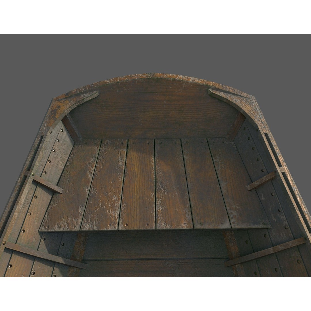 Wooden Boat 3D Model – Low Poly PBR Watercraft, FBX, OBJ - View 11