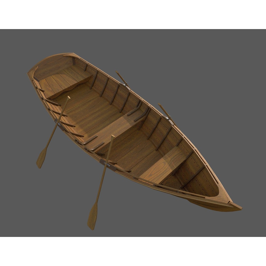 Wooden Boat 3D Model – Low Poly PBR Watercraft, FBX, OBJ - View 16