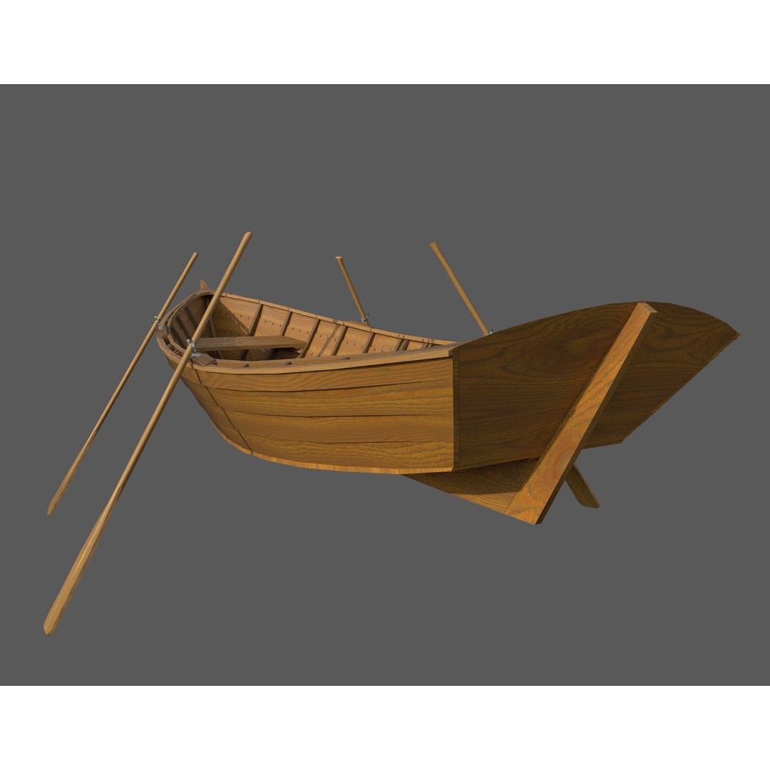 Wooden Boat 3D Model – Low Poly PBR Watercraft, FBX, OBJ - View 18