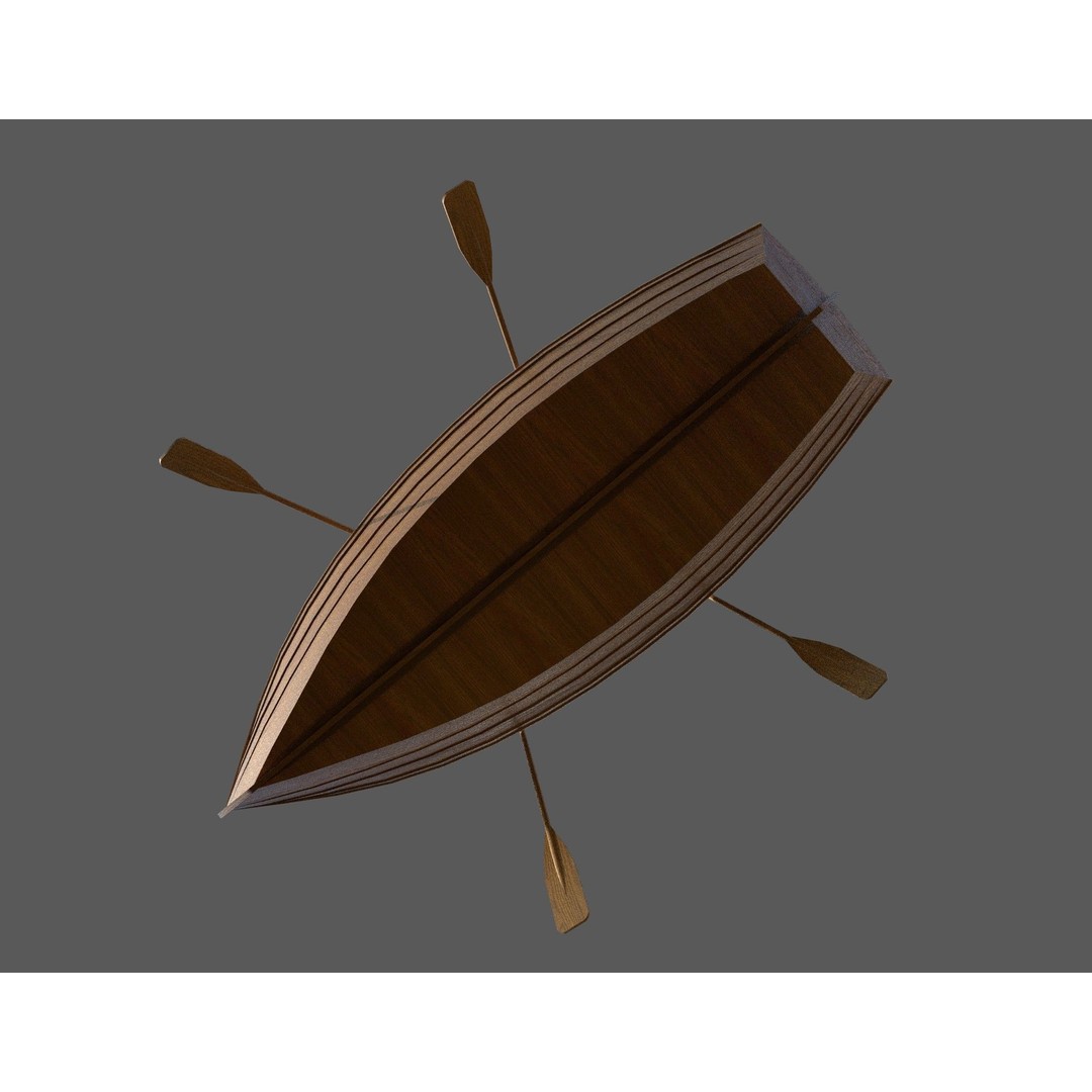 Wooden Boat 3D Model – Low Poly PBR Watercraft, FBX, OBJ - View 20