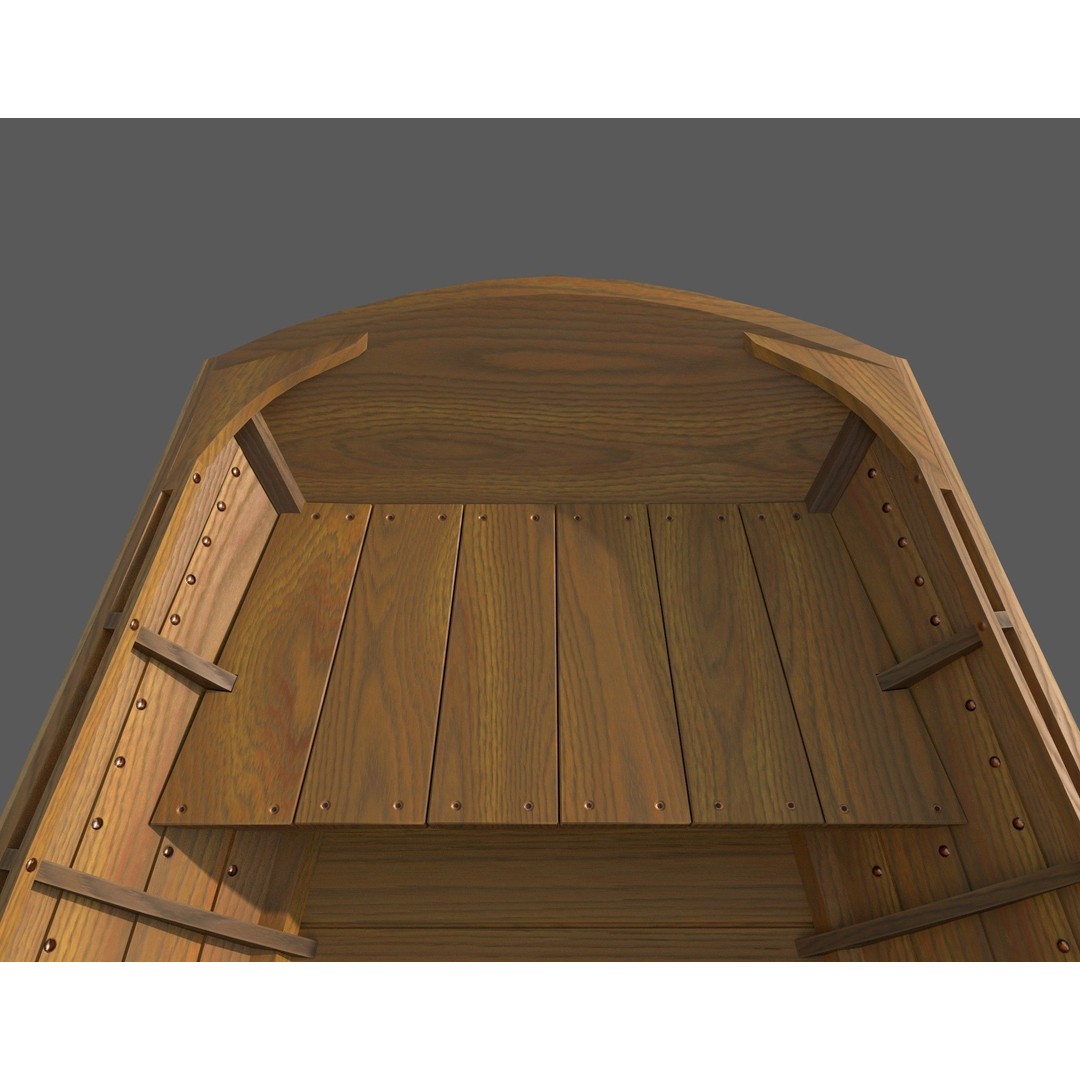 Wooden Boat 3D Model – Low Poly PBR Watercraft, FBX, OBJ - View 21