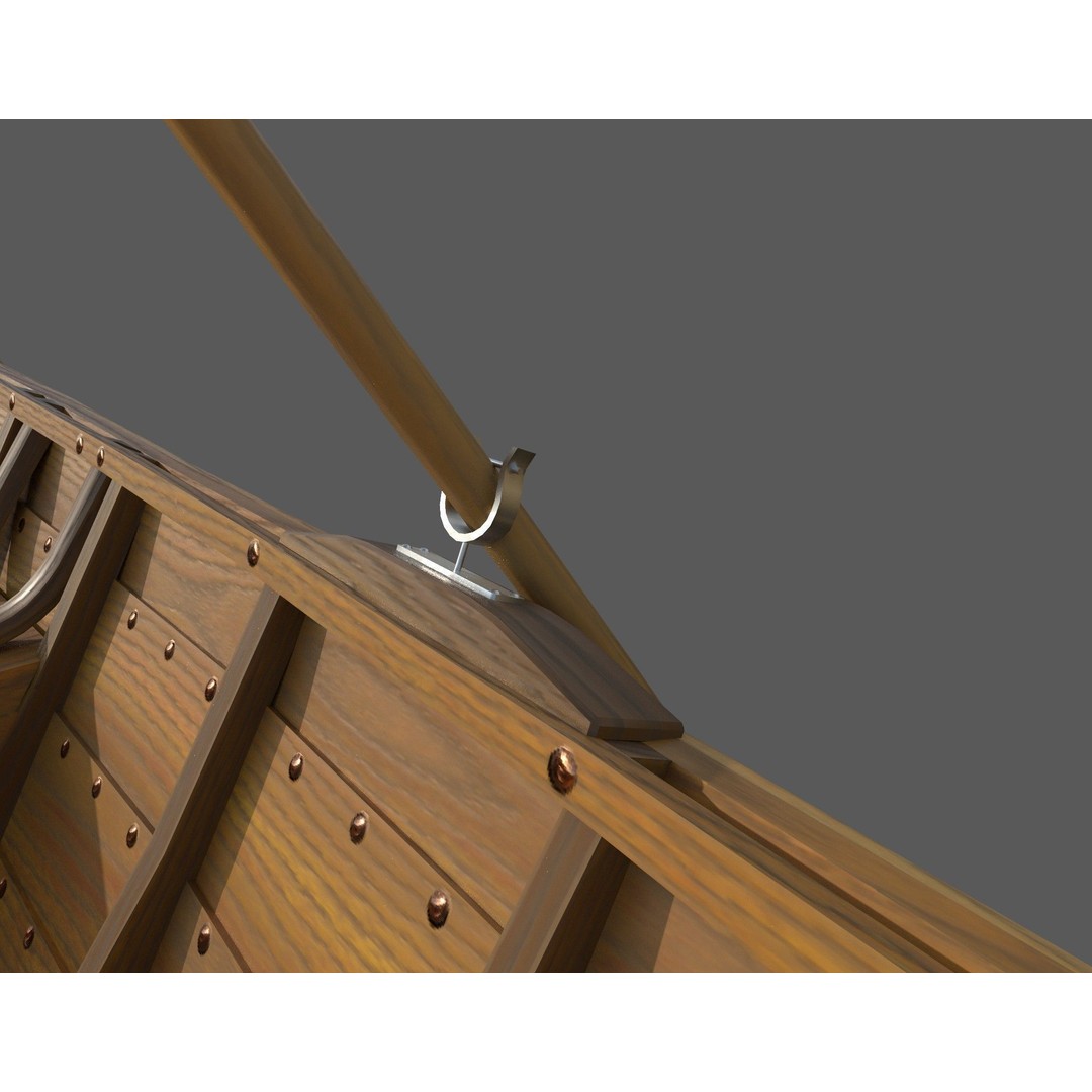 Wooden Boat 3D Model – Low Poly PBR Watercraft, FBX, OBJ - View 24
