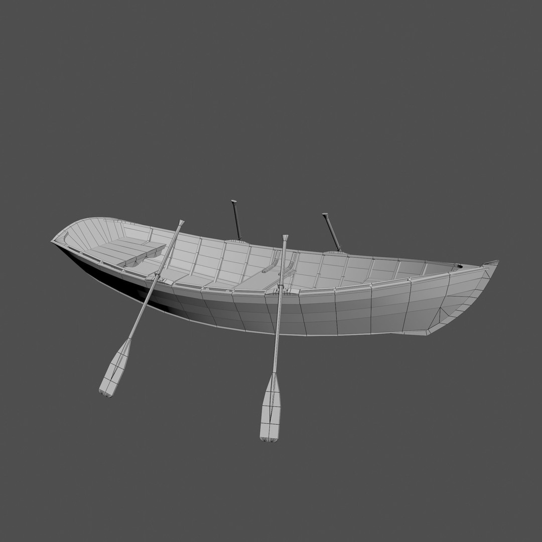 Wooden Boat 3D Model – Low Poly PBR Watercraft, FBX, OBJ - View 26