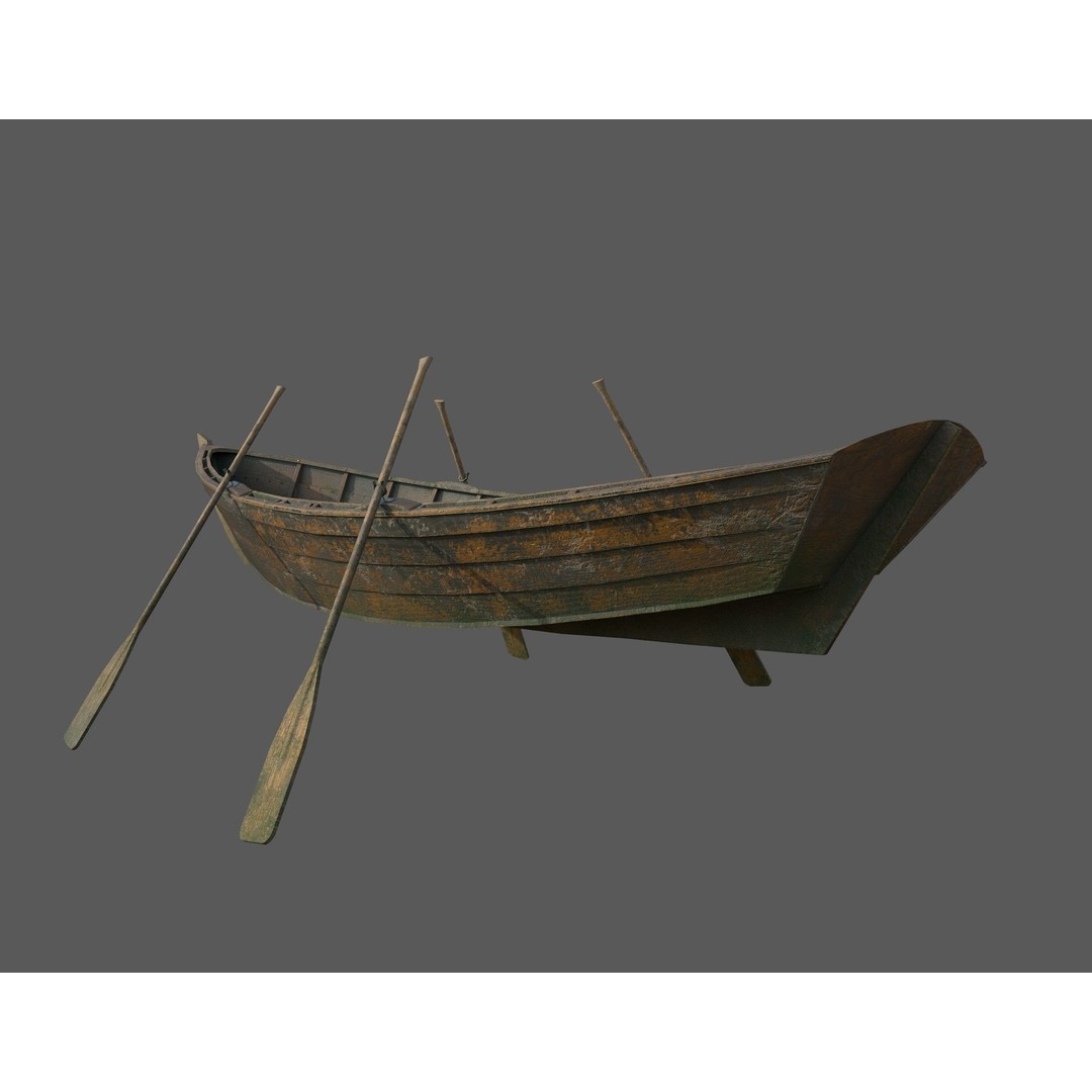 Wooden Boat 3D Model – Low Poly PBR Watercraft, FBX, OBJ - View 8