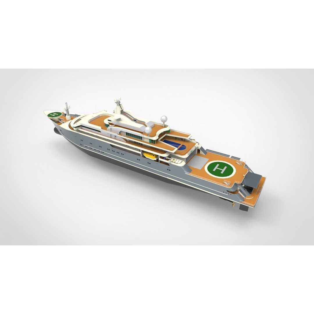 Lurssen Super Yacht 3D Model – High Poly Luxury Vessel, FBX, PBR - View 4