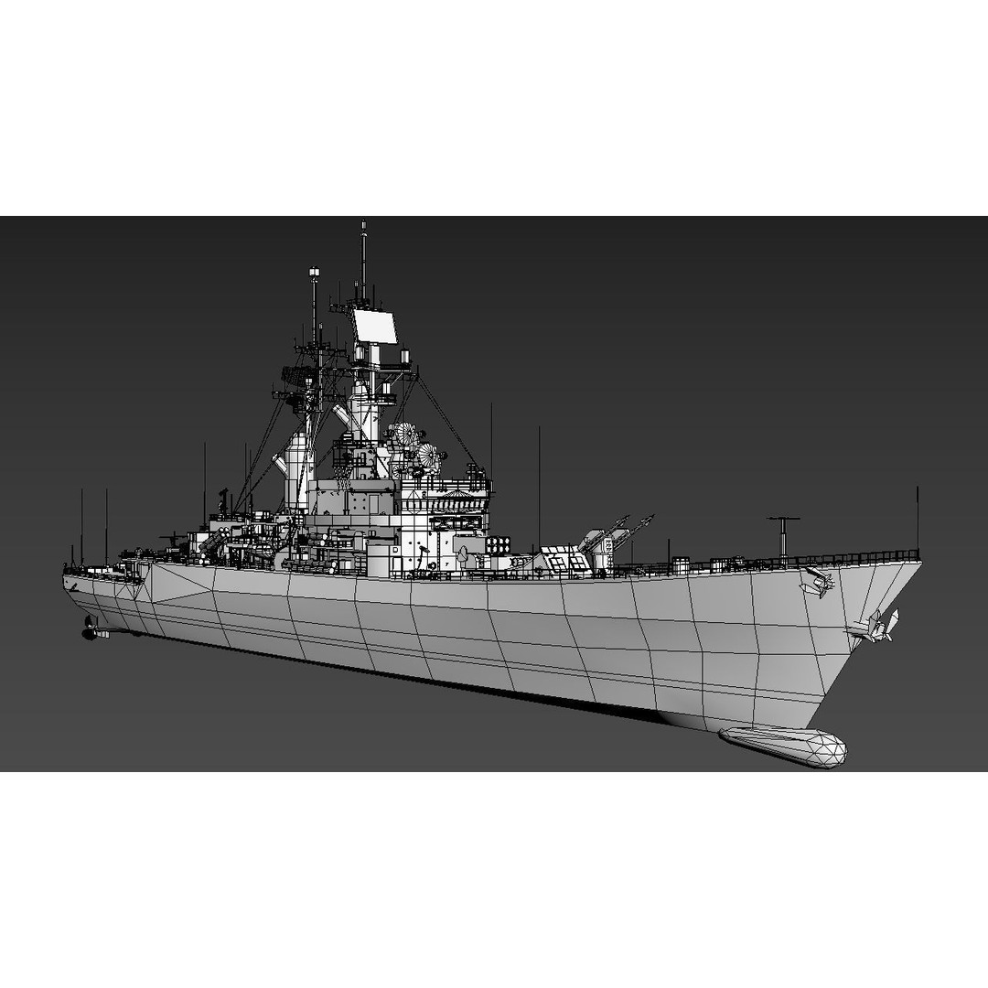 USS Belknap 3D Model – Low Poly Military Watercraft, FBX
