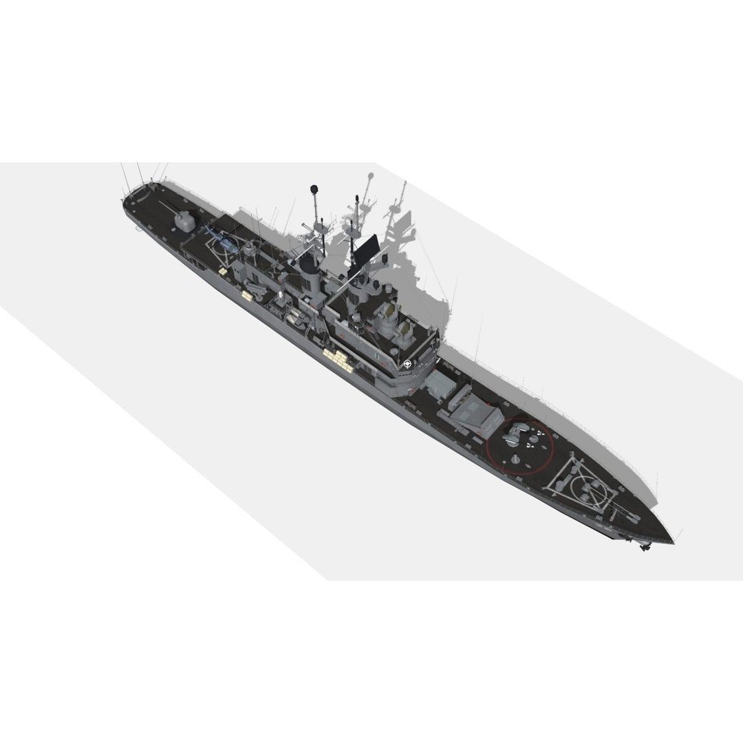 USS Belknap 3D Model – Low Poly Military Watercraft, FBX - View 10